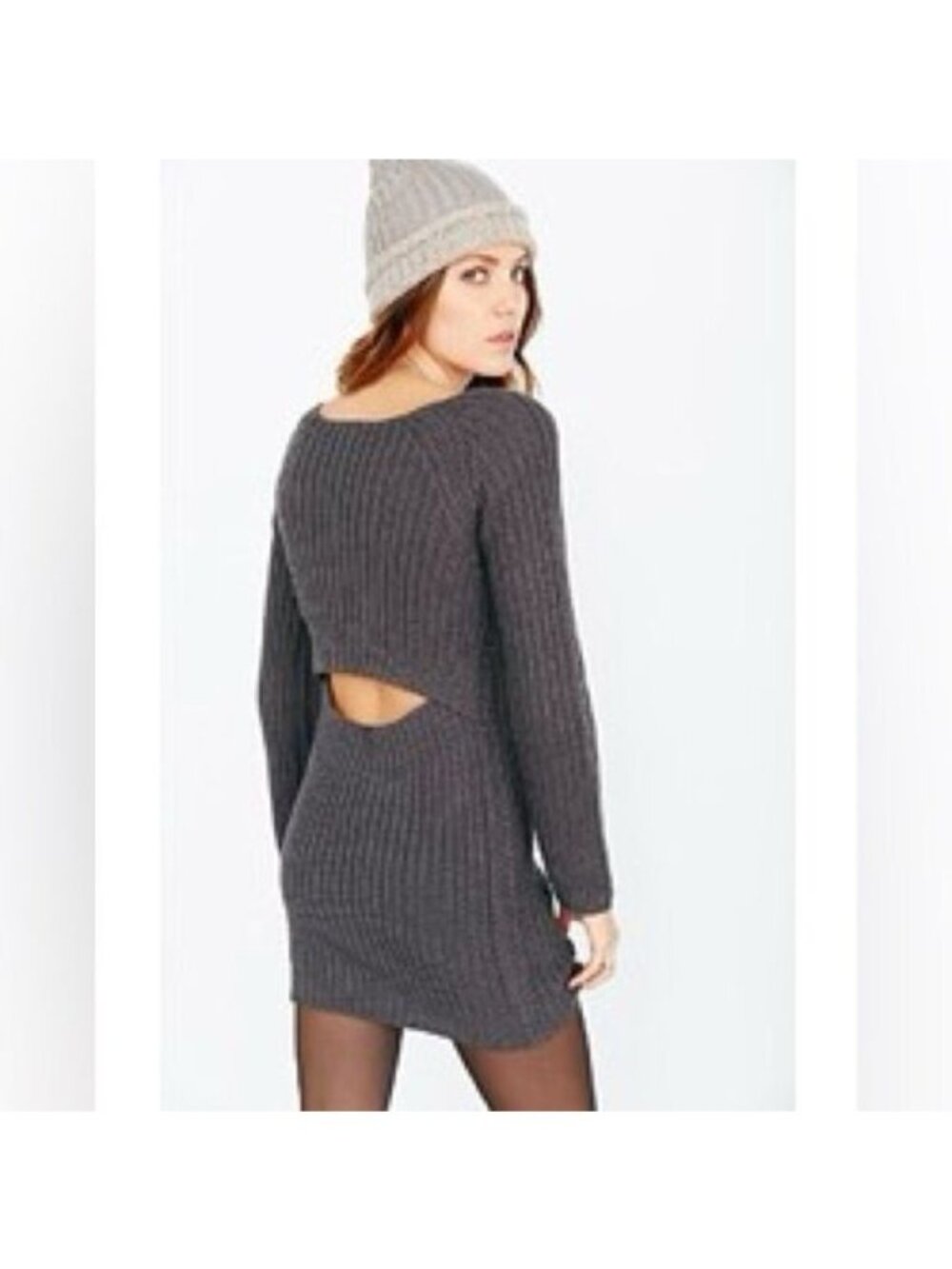 Silence + Noise Silence Noise Gray Surplice Back Sweater Dress Women's Size XS
